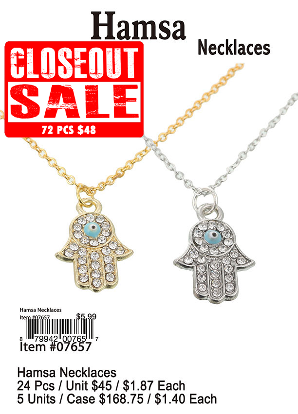 Hamsa Necklaces - Closeout 72 Pcs.